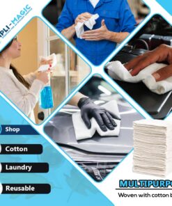 SIMPLI-MAGIC 79142 Shop Towels 14"x12", Pack of 150, Cotton, White 15 71P4zYVLmL