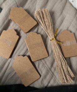 SallyFashion 100pcs Kraft Paper Gift Tags with String, Blank Gift Bags Tags Price Tags(Brown) 100pcs Brown 33 71P5col9zaL