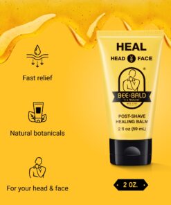 Bee Bald HEAL Post-Shave Healing Balm Immediately Calms & Soothes Damaged Skin, Treats Bumps, Redness, Razor Burn & Other Shaving Related Irritations, 2 Fl Oz 1 20 71P5eumeUzL 2
