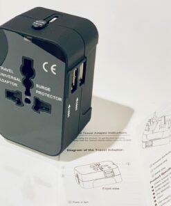 Travel Adapter, JOOMFEEN Worldwide All in One Universal Power Wall Charger AC Power Plug Adapter with Dual USB Charging Ports for USA EU UK AUS Cell Phone Laptop (Black) Black 54 71P6ne0W OL