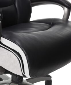 Serta Executive Office Smart Layers Technology Leather and Mesh Ergonomic Computer Chair with Contoured Lumbar and ComfortCoils, Black & White 32 71P8G2OgdL