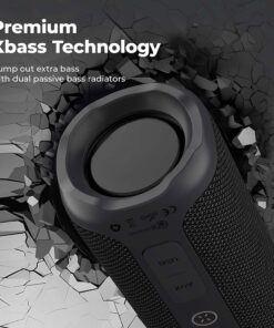 Tribit StormBox Bluetooth Speaker - 24W Portable , 360° Full Surround Sound, Enhanced Bass, Wireless Dual Pairing, IPX7 Waterproof, 20-Hour Playtime, 66ft Bluetooth Range Outdoor Speaker black 26 71PAmUUL