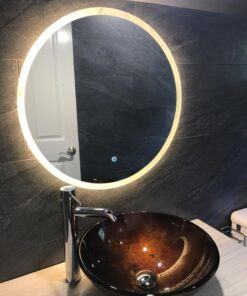 Aquaterior Modern Bathroom Round Artistic Tempered Glass Vessel Vanity Sink Bowl Basin Spa (FAUCET NOT INCLUDED) Flame Red 44 71PBJCAbd4L