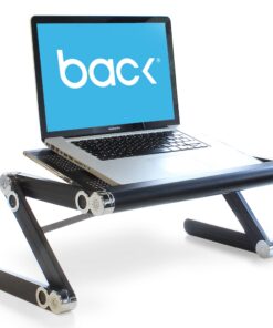 BackPainHelp Posture Laptop Stand Desk Table Tray for Bed, Aluminium, Adjustable Portable Folding Standing Desk Computer Riser (Black) 32 71PBtIzfJ6L