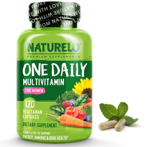 NATURELO One Daily Multivitamin for Women - Energy Support - Whole Food Supplement to Nourish Hair, Skin, Nails - Non-GMO - No Soy - Gluten Free - 120 Capsules - 4 Month Supply 120 Count (Pack of 1)