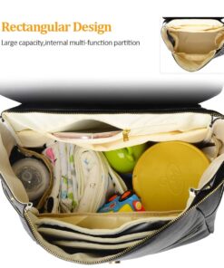 KZNI Leather Diaper Bag Backpack, Diaper Backpack Nappy Baby Bags for Mom Unisex Maternity Diaper Bag with Stroller Hanger Black 29 71PDrmSM cL