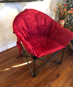 ALPHA CAMP Oversized Camping Chairs Padded Moon Round Chair Saucer Recliner with Folding Cup Holder and Carry Bag Red 38 71PDwSjbdtL