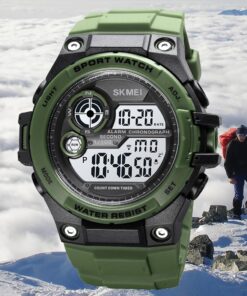 FANMIS Mens Military Multifunction Digital LED Watch Electronic Waterproof Alarm Quartz Sports Watch Green 24 71PEpOnRL