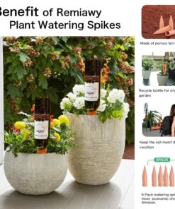 REMIAWY Plant Watering Stakes 6 Pack Automatic Plant Waterers for Vacations, Plant Watering Devices Terracotta Self Watering Spikes for Wine Bottles Great Watering Spikes for Indoor & Outdoor Plants 30 71PFAnFo0mL 1