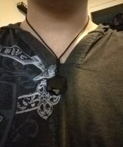 MENGLINA Black Obsidian Hexagram Natural Stone Necklace Translucent Ice Obsidian Wolf Tooth Amulet His and Hers Couples Necklace Lucky Love Pendant Necklace for Men Women Hexagon (Black Rope) 26 71PFKO3cpjL