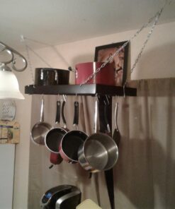 Fox Run Rectangular Hanging Pot Rack with Chains and 6 Hooks, 2 Inch, Black Iron Rectangular With Hooks 47 71PGxPsoOWL