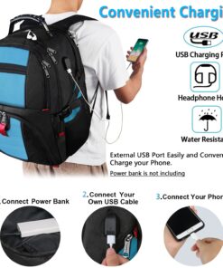 YOREPEK Travel Backpack, Extra Large 50L Laptop Backpacks for Men Women, Water Resistant College Student Bookbag Airline Approved Business Work Bag with USB Charging Port Fits 17 Inch Computer, Blue 40 71PH0209PL