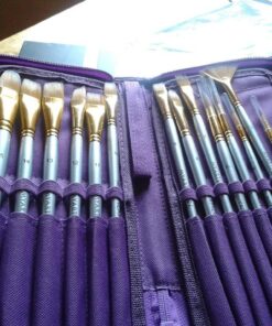 MyArtscape Paint Brushes - 15 Pc Art Brush Set for Watercolor, Acrylic, Oil & Face Painting | Short Handle Artist Paintbrushes with Travel Holder & Gift Box (Royal Purple) Royal Purple 23 71PLIsfdQtL
