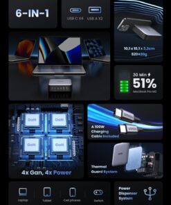 UGREEN 200W USB C Charger, Nexode 6 Ports GaN Desktop Charger, Charging Station Compatible with MacBook Pro/Air M1 M2, iPad Pro/Air, iPhone 15 Pro Max/14, Galaxy S23 Ultra, Steam Deck, Dell XPS 41 71PLvzh1veL