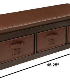 Badger Basket Kid's Padded Toy Storage Bench with Cushion and Three Fabirc Bins - Espresso Espresso/Espresso 21 71POkMQXS7L