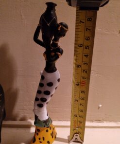 Gedengni 𝑩𝒍𝒂𝒄𝒌 𝑭𝒊𝒈𝒖𝒓𝒊𝒏𝒆𝒔 𝑨𝒇𝒓𝒊𝒄𝒂𝒏 𝑨𝒓𝒕 𝑫𝒆𝒄𝒐𝒓, African Figure Sculpture Tribal Lady Figurine Statue Decor Collectible Art Piece, 7.5-Inch, Pack of 3 Yellow Statu -3pc 39 71PPH9UB5bL