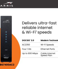 ARRIS SURFboard SBG7400AC2 DOCSIS 3.0 Cable Modem & AC2350 Wi-Fi Router , Approved for Comcast Xfinity, Cox, Charter Spectrum & more , Four 1 Gbps Ports , 800 Mbps Max Internet Speeds Cable Modem Router - DOCSIS 3.0 AC2350 21 71PQOm60GVL 1