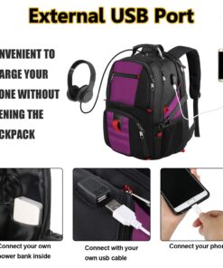 YOREPEK Travel Backpack, Extra Large 50L Laptop Backpacks for Men Women, Water Resistant College Backpack Airline Approved Business Work Bag with USB Charging Port Fits 17 Inch Computer, Purple 13 71PQXQ5HNjL