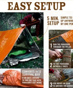 World's Toughest Ultralight Survival Tent • 2 Person Mylar Emergency Shelter Tube Tent + Paracord • Year-Round All Weather Protection For Hiking, Camping, & Outdoor Survival Kits Woodland Camo 11 71PSWOIKyuL