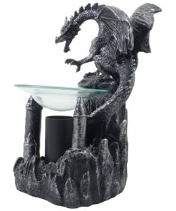 Mythical Winged Dragon Guarding Castle Electric Oil Warmer or Wax Tart Burner for Decorative Medieval & Gothic Decor Statues and Figurines As Aromatherapy Essential Scented Oil Gifts for Dragon Lovers 21 71PT61 MgaL