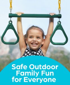 Jungle Gym Kingdom Swing Sets for Backyard, Monkey Bars & Swingset Accessories - Set Includes 18" Trapeze Swing Bar & 48" Heavy Duty Chain with Locking Carabiners - Outdoor Play Equipment (Green) Green 25 71PTARJ2drL