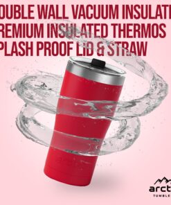 Arctic Tumblers | 30 oz Matte Red Insulated Tumbler with Straw & Cleaner - Retains Temperature up to 24hrs - Non-Spill Splash Proof Lid, Double Wall Vacuum Technology, BPA Free & Built to Last 30 oz Tumbler Matte Red Powder Coat 15 71PTZMghiML