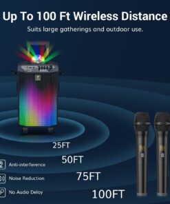 Wireless Karaoke Machine for Adults, TONOR PA System Portable Bluetooth Singing Speaker with Dual Wireless Microphones Microfono, Disco Ball for Home Karaoke, Party, Class and Church K20 Black 43 71PUdBhUgEL