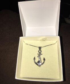 Honolulu Jewelry Company Sterling Silver Ship Anchor and Rope Nautical Necklace Pendant with 18" Box Chain 21 71PVf2 vvL