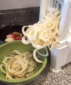 Paderno World Cuisine 4-Blade Folding Vegetable Slicer / Spiralizer Pro, Counter-Mounted and includes 4 Different Stainless Steel Blades Folding 4-Blade White 64 71PVzs1CUlL