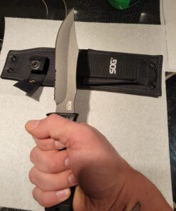 SOG Fixed Blade Knives with Sheath - SEAL Pup Tactical Knife, Survival Knife and Hunting Knife w/ 4.75 Inch Blade and Knife Sheath SEAL Pup - Nylon Sheath 54 71PW6keLooL