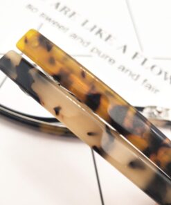 Alternative view of 4 Pack 4 Inches Elegant Automatic Hair Clip Long and Thin Handmade Celluloid Onyx Hair Clip Barrette Ponytail Holders for Women Girls