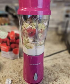 Hamilton Beach Portable Blender for Shakes and Smoothies with 14 Oz BPA Free Travel Cup and Lid, Durable Stainless Steel Blades for Powerful Blending Performance, Raspberry (51131) 14 oz. 1 Jar 30 71PYJNxhQqL