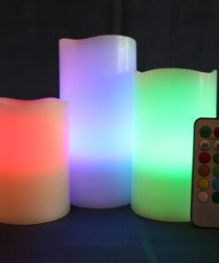 PrimeTrendz TM Flameless Weatherproof Outdoor & Indoor Color Changing Wax Candles with Remote Control & Timer, 3 Count (4'', 5'', 6'' inch Candles) 16 71PYJzn8jtL