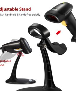 Esky Barcode Scanner with Stand, Wired Handheld Bar Code Scanner with Adjustable Stand, Automatic 1D USB Laser Scanner Support Windows/Mac/Linux for POS System Sensing, Store, Supermarket, Warehouse 1D - 1Pack 11 71PYfZXBAxL