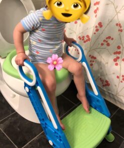 Potty Training Toilet Seat with Step Stool Ladder for Boys and Girls Baby Toddler Kid Children Toilet Training Seat Chair with Handles Padded Seat Non-Slip Wide Step (Blue Green) Blue+Green 71 71PZRKP6yyL