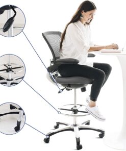 Modway EEI-211 Edge Drafting Chair - Reception Desk Chair - Flip-Up Arm Drafting Chair in Gray Grey 29 71Pc8VpEoEL