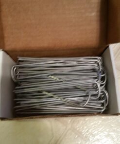 6 Inch Galvanized Landscape Staples Made in USA - 100 Metal Garden Stakes for Gardening - 11 Gauge Anti-Rust Heavy-Duty Ground Sod Pins Yard Stakes for Weed Barrier Fabric Irrigation Tubing Hose 46 71PcnKnlLuL