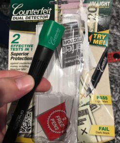 Dri Mark Dual Test - The Original Smart Money Pen with UV LED Cap Counterfeit Detector System - Plus 2 Free Detector Pens - Money Loss Prevention - Fraud Protection, Black, 3 Count (Pack of 1) 37 71Pg57yKuDL