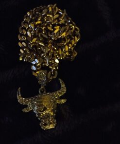 Mens Gold Tone Iced Out Bull Small Pendant with 5Mm 24", No Color, Size No Size 51 71PgDQbyXsL