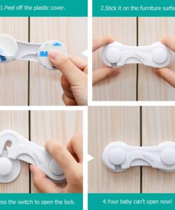 Cabinet Locks - Adoric Life Child Safety Locks 4 Pack - Baby Safety Cabinet Locks - Baby Proofing Cabinet Kitchen System with Strong Adhesive Tape White-4pc 24 71Pgsf3DYuS