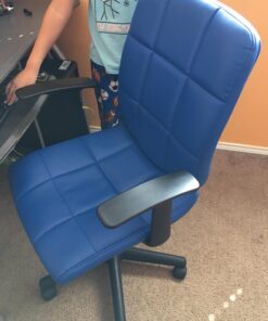 Flash Furniture Clayton Mid-Back Blue Quilted Vinyl Swivel Task Office Chair with Arms 34 71Ph9Vi3bWL