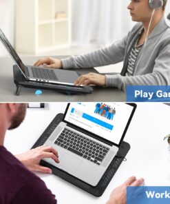 TECKNET Laptop Cooling Pad, Portable Slim Quiet USB Powered Laptop Notebook Cooler Cooling Pad Stand Chill Mat with 3 Blue LED Fans, Fits 12-17 Inches (Black) Black 31 71Phj3GBJXL