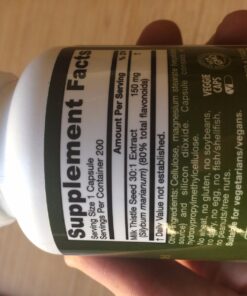 Jarrow Formulas Milk Thistle 150 mg With 30:1 Standardized Silymarin Extract, Dietary Supplement for Liver Function Support, 200 Veggie Capsules, 66-200 Day Supply 200 Servings (Pack of 1) 51 71Pht4zcOoL