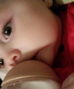 mimijumi Baby Bottle (2 pcs.) Very Hungry 8 oz Bottle with Slow Flow, Lighter Nipple - Medical Grade Silicone Anti-Colic Baby Bottles for Breastfed Babies - Newborns 0-6 Months 8oz (Slow Flow) 62 71PigT2VkNL