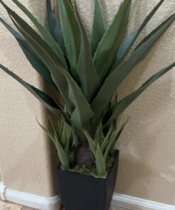 Nearly Natural 30in. Agave Artificial Plant with Black Planter, Green 26 71Pj66xOVvL