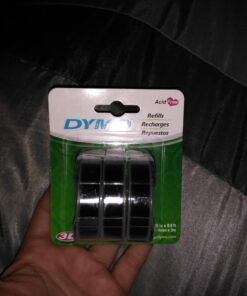 DYMO 3D Plastic Embossing Labels for Embossing Label Makers, White Print on Black, 3/8'' x 9.8', 3-roll Pack (1741670) Assorted Embossing Labels Tape 31 71Pj7MQ0JEL