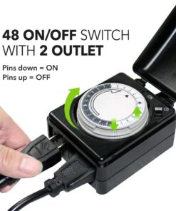 BN-LINK Compact Outdoor Mechanical 24 Hour Programmable Dual Outlet Timer - Plugin timer, Waterproof, Heavy Duty Dial 25 71PkLc1fu5L