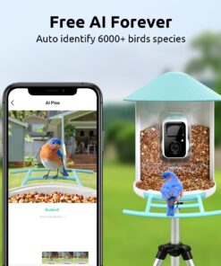 NETVUE Birdfy AI - Smart Bird Feeder with Camera + Solar Panel, Free AI Forever, Auto Capture & Identify 6000+ Bird Species, Bird Videos for Birdwatching, Ideal Gift for Bird Lover Solar Blue 25 71PkuGnNElL 1