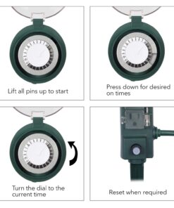 BN-LINK Outdoor Power Strip with Programmable Mechanical Timer and Yard Stake, 6 Grounded Outlets - 6 ft Cord, Weatherproof for Outdoor Lamps Lights Ponds Christmas Lights 1875W/15A ETL Listed Dial 16 71PleV6sB6L