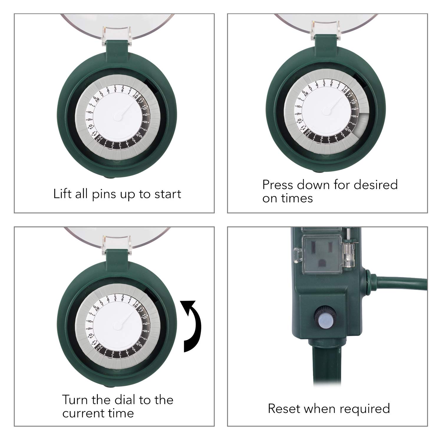 BN-LINK Outdoor Power Strip with Programmable Mechanical Timer and Yard Stake, 6 Grounded Outlets - 6 ft Cord, Weatherproof for Outdoor Lamps Lights Ponds Christmas Lights 1875W/15A ETL Listed Dial 4 BN-LINK Outdoor Power Strip with Programmable Mechanical Timer and Yard Stake, 6 Grounded Outlets - 6 ft Cord, Weatherproof for Outdoor Lamps Lights Ponds Christmas Lights 1875W/15A ETL Listed Dial - Image 4
